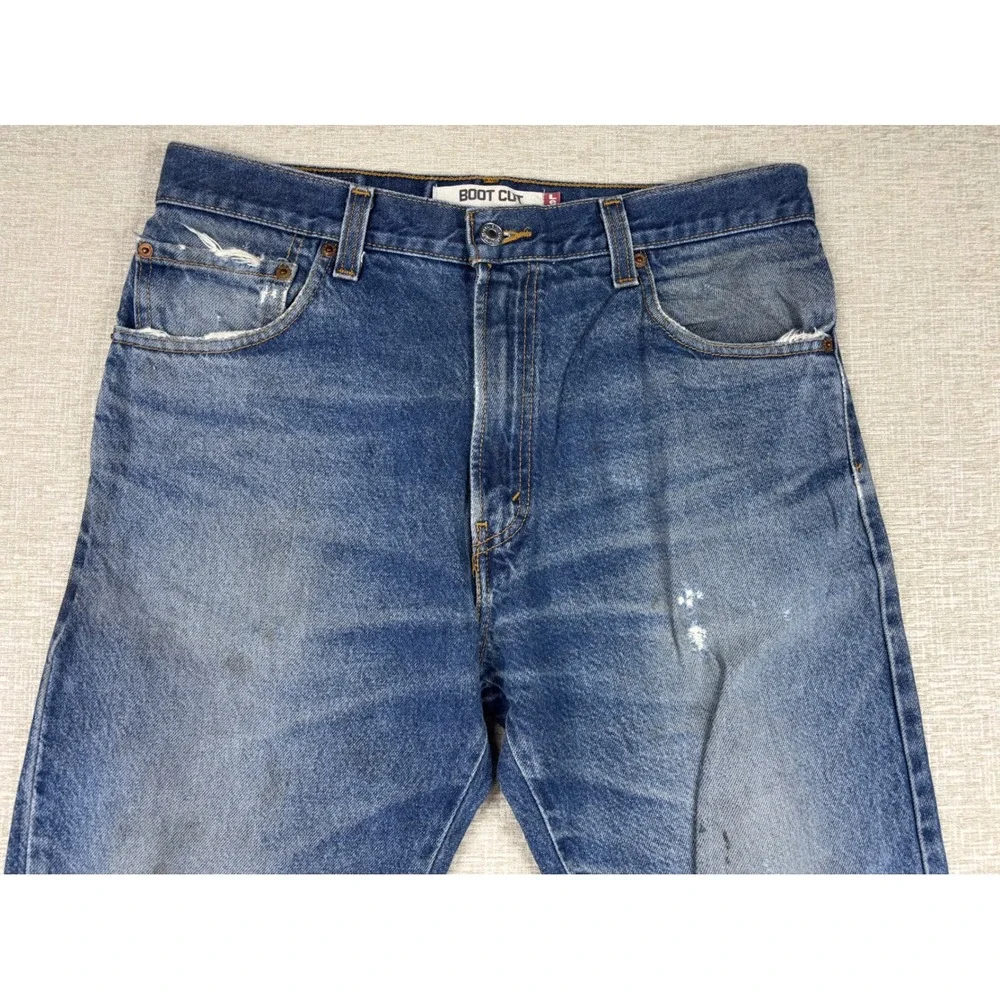 Vintage Levis 517 Bootcut Mens 34x34 Blue Distressed Denim Jeans